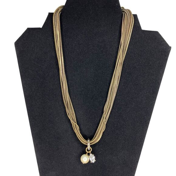 Silpada Necklace Pearl Swarovski Crystal Brass Boho Industrial Chic Lagenlook - Picture 7 of 12